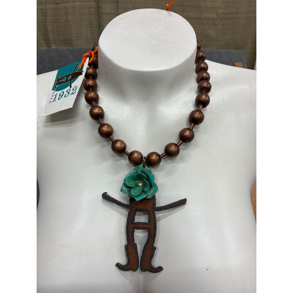 Houston Livestock Show and Rodeo Copper Tone Ball Chain Flower Pendant Necklace